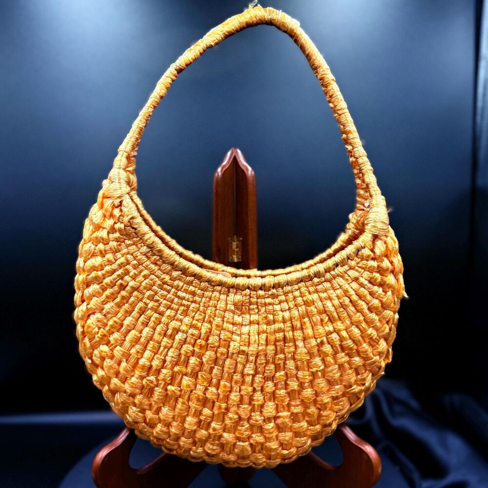 Vintage Josef Golden Woven Purse Raffia Handbag